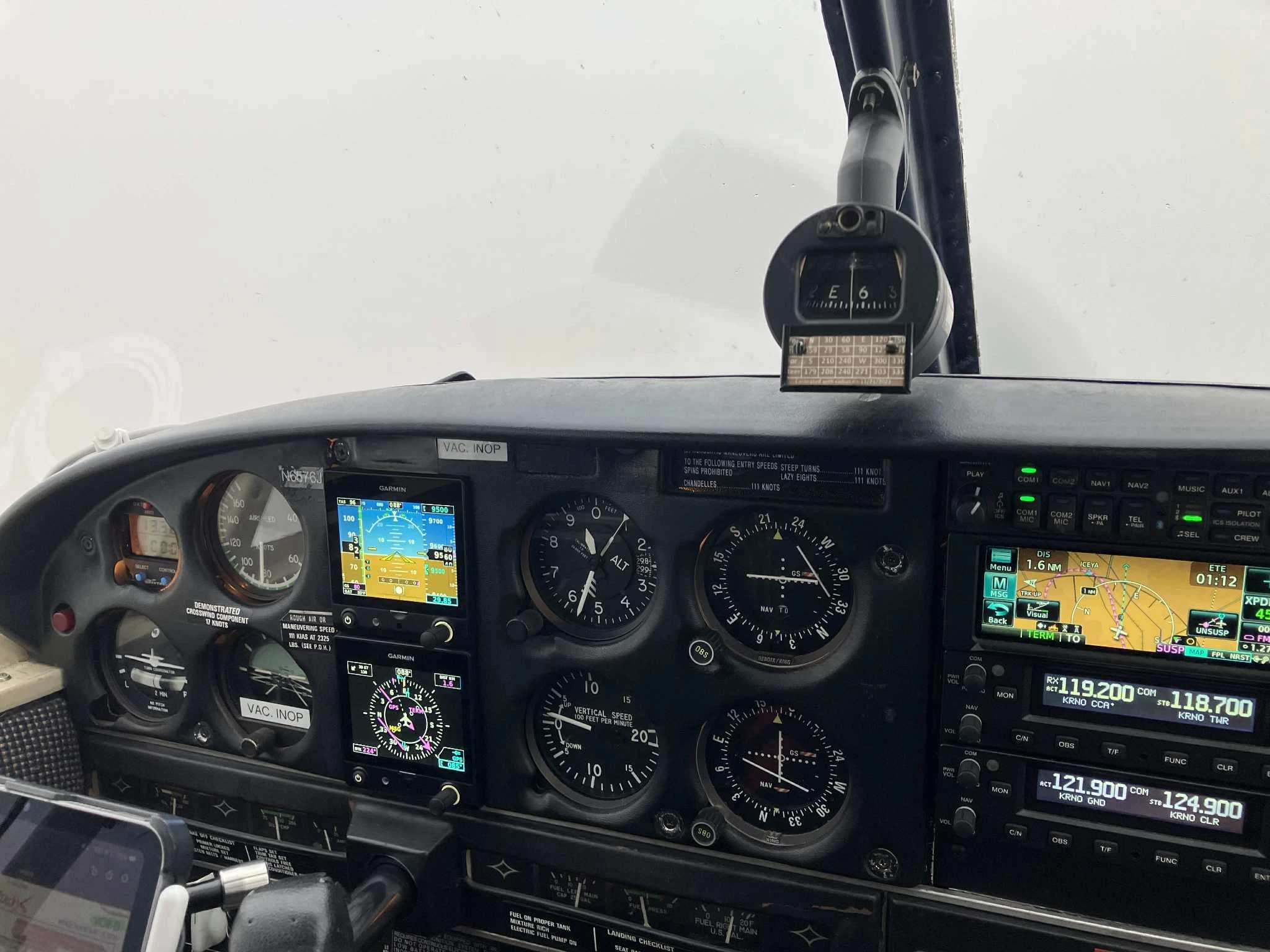 Panel showing instruments and navigation displays